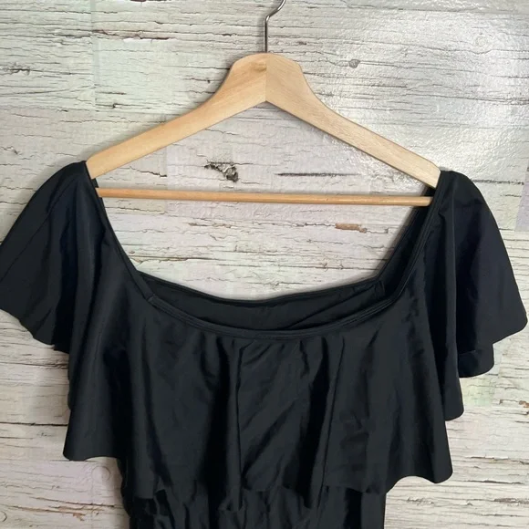 Pink blush maternity swim black size large ruffle - Picture 8 of 10